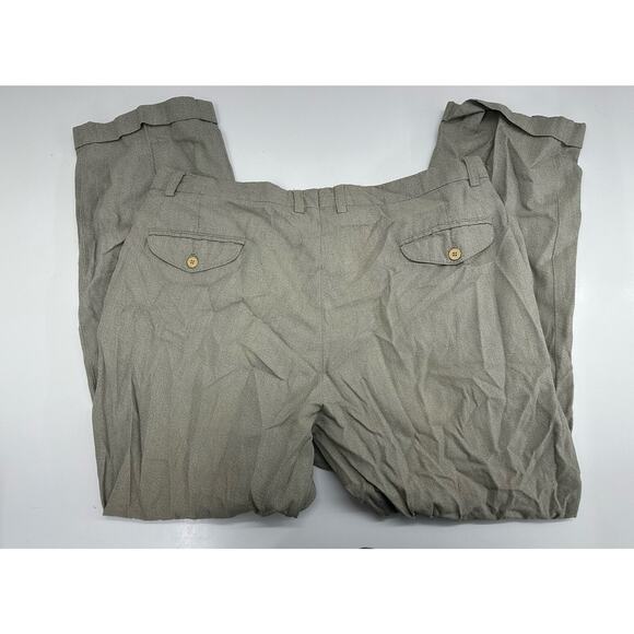 Claiborne Mens Dress Pants Size 38S Tan Pleated Pockets Rolled Hems - Picture 7 of 11